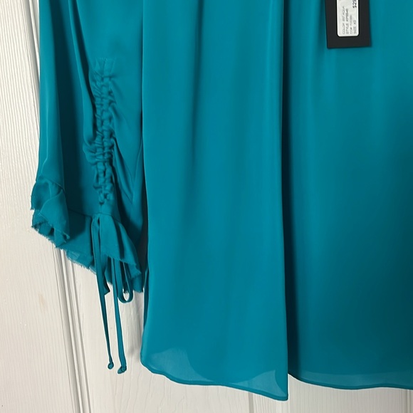 NWT $298 Kobi Halperin Green 3/4 Sleeve  silk Blouse size XS - Picture 6 of 11